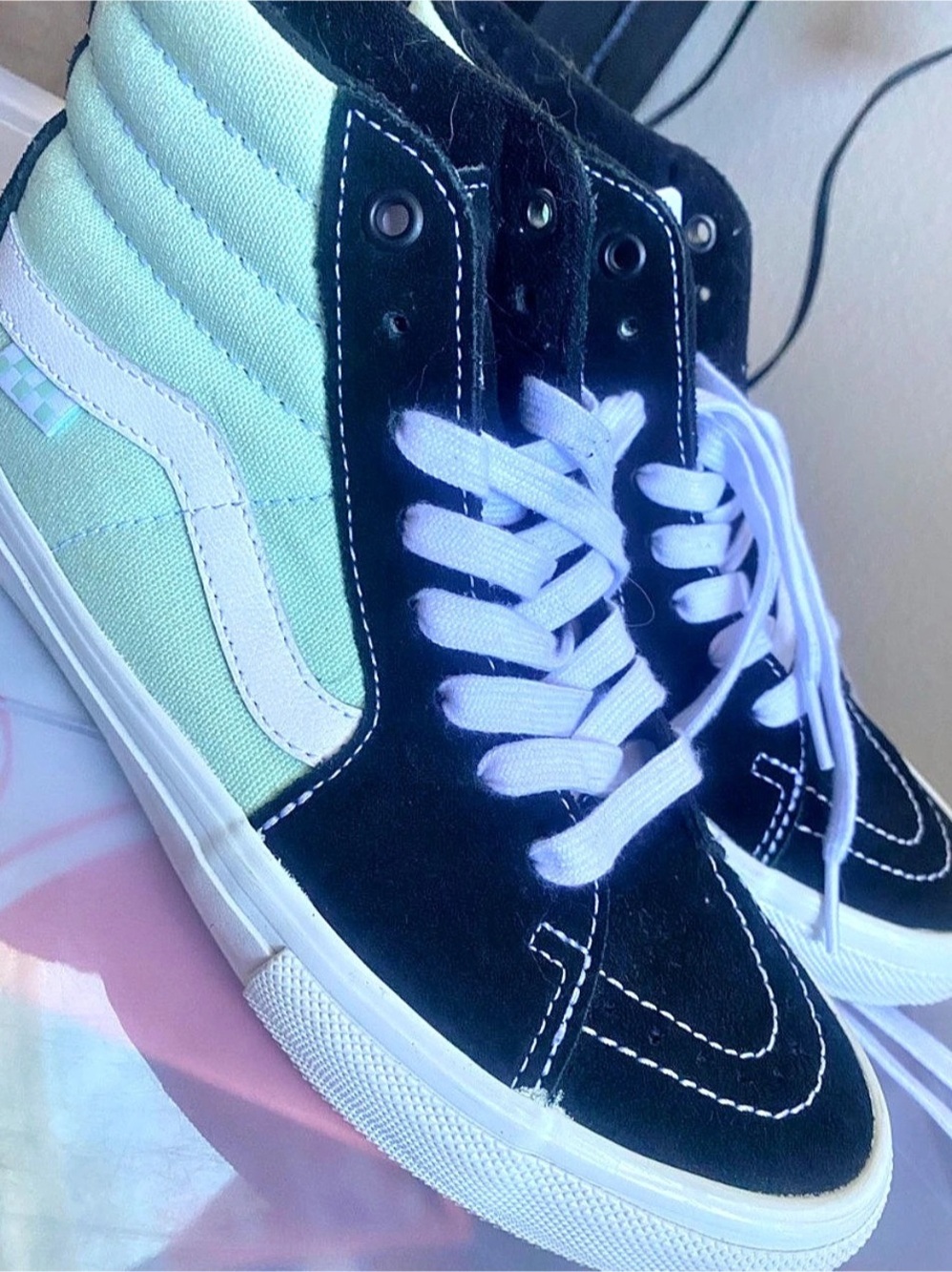 Vans Sk8-Hi High-Top Sneakers in Black & Green